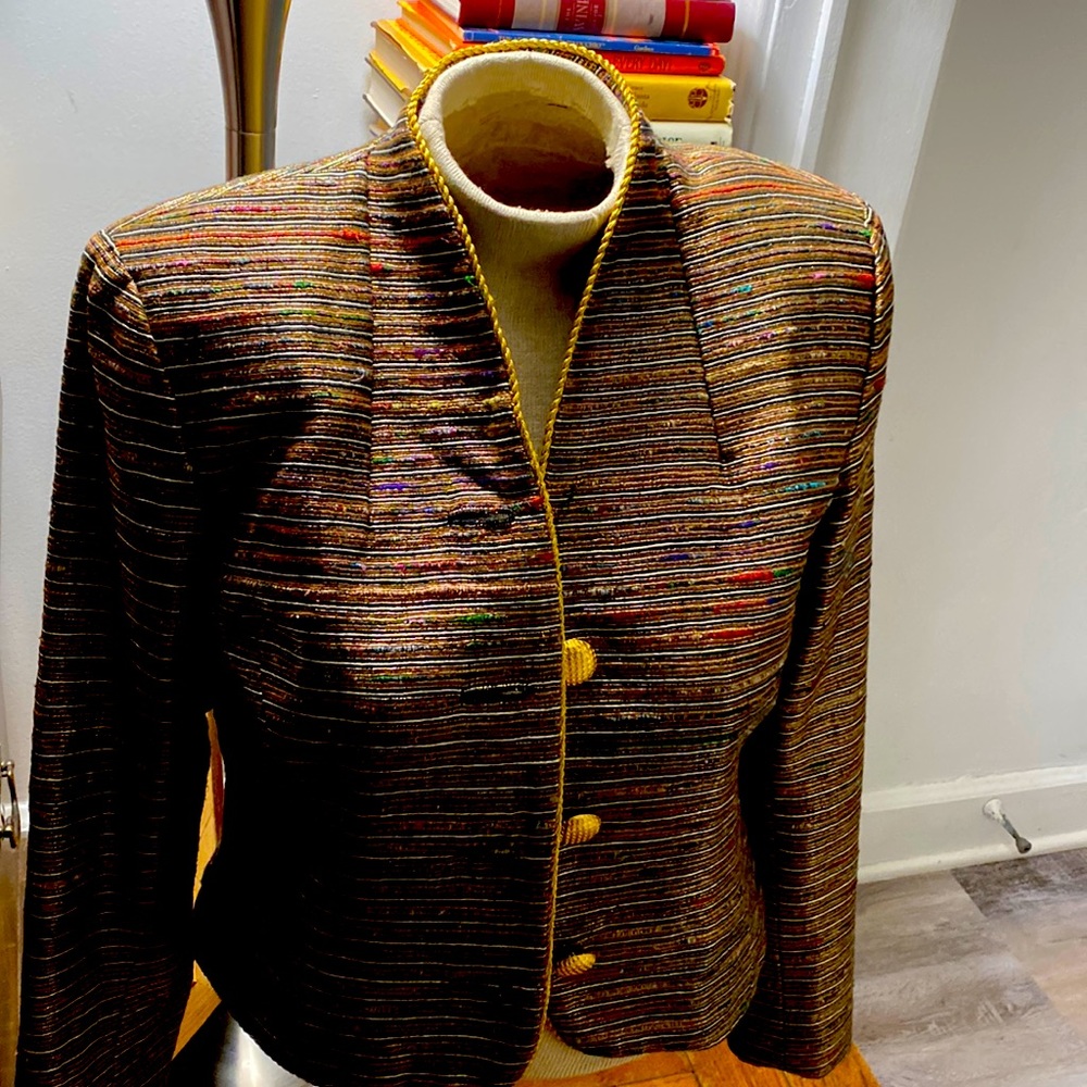 Gary Boyer Collections New York vintage 100% hand woven silk blazer size 12